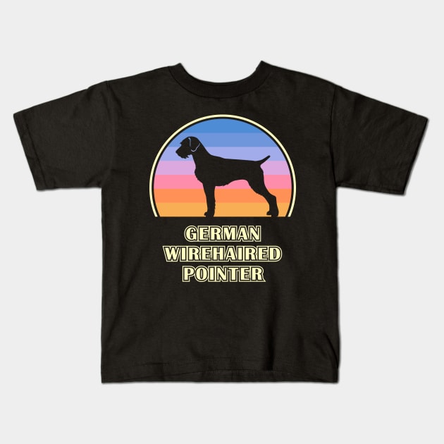 German Wirehaired Pointer Vintage Sunset Dog Kids T-Shirt by millersye